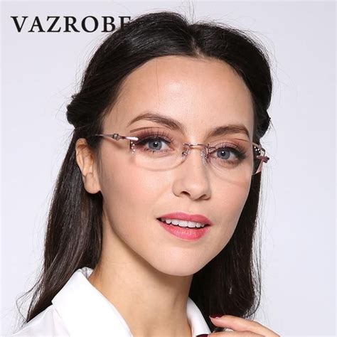 rimless eyeglass frames with rhinestones.